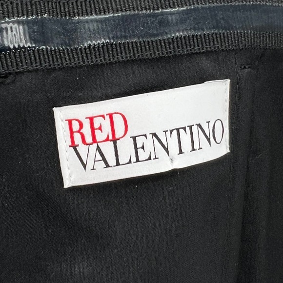 RED VALENTINO Dress Womens 0 Black Strapless Velvet Silk Twill Mini Fit Flare 38 - Picture 11 of 14